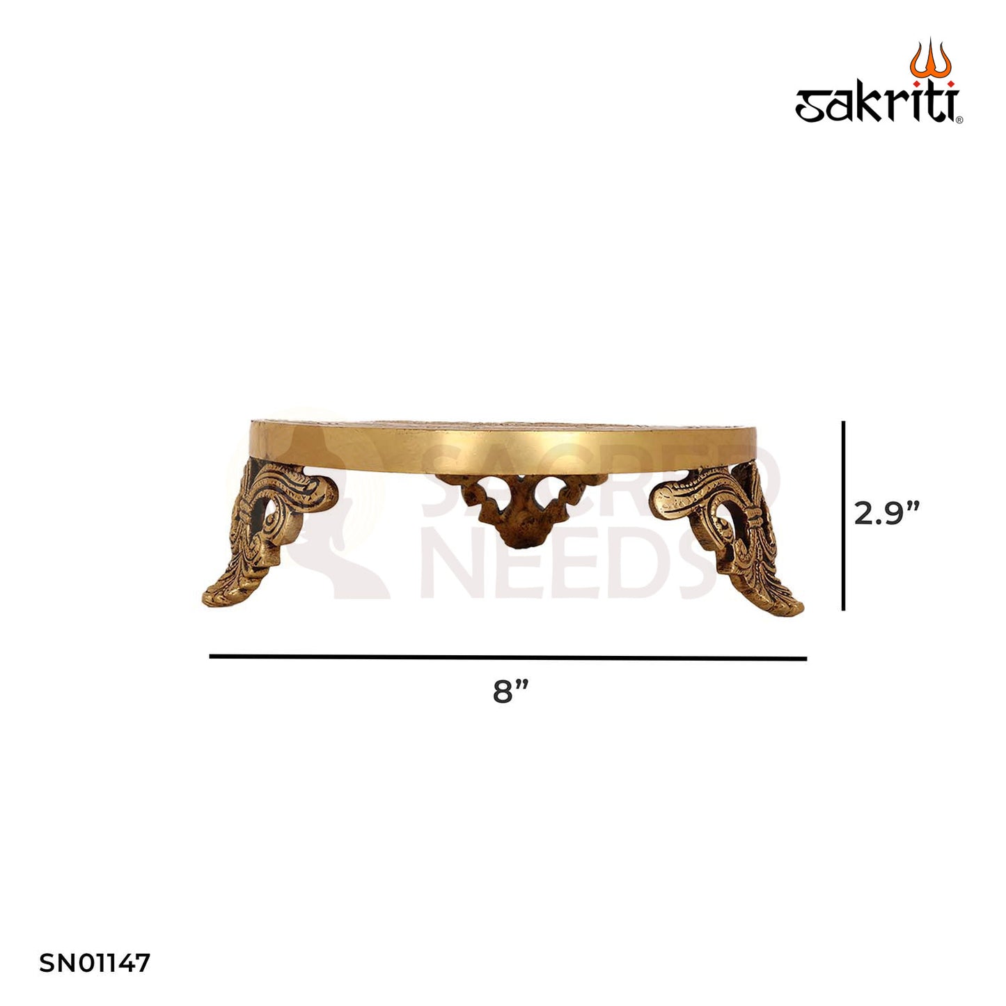 Brass Table – 2.9 Inch Compact Brass Stand for Deepam or Idol Placement