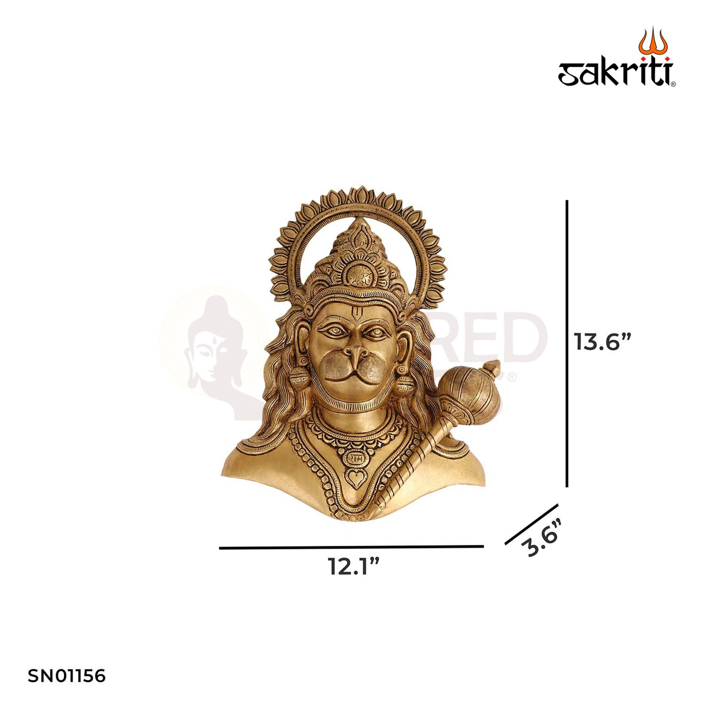 Hanuman Wall Mounted Plate – 13.6 Inch Brass Wall Decor with Hanuman Motif