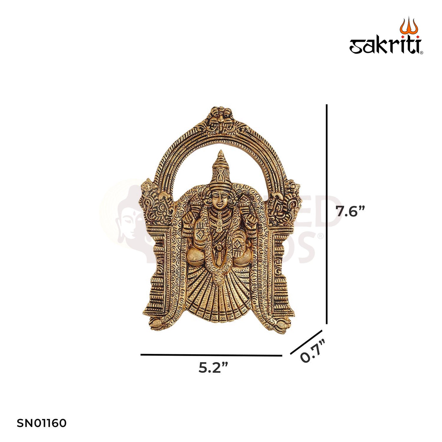 Brass Padmavathi Wall Mounted Plate – 7.6 Inch Goddess Lakshmi Brass Decor