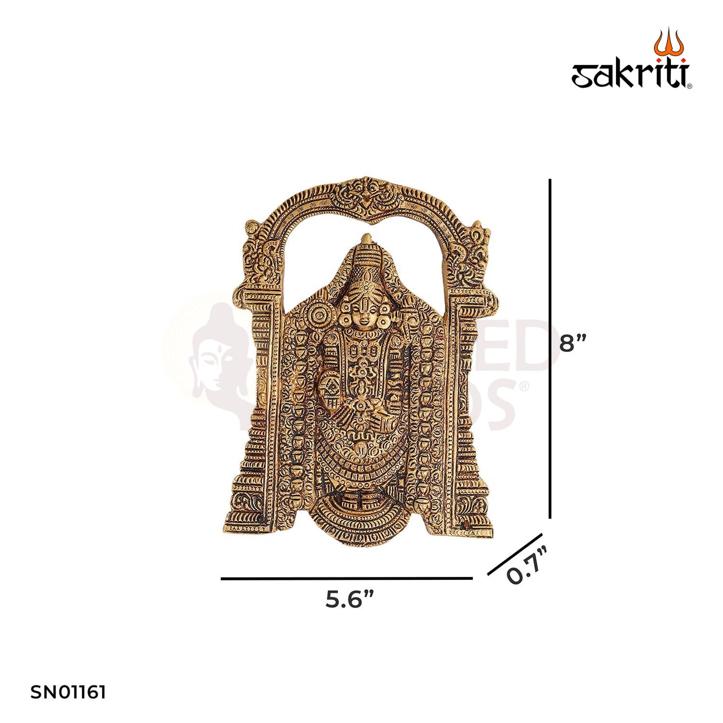 Brass Balaji with Arch – 8 Inch Venkateswara Idol with Ornamental Frame
