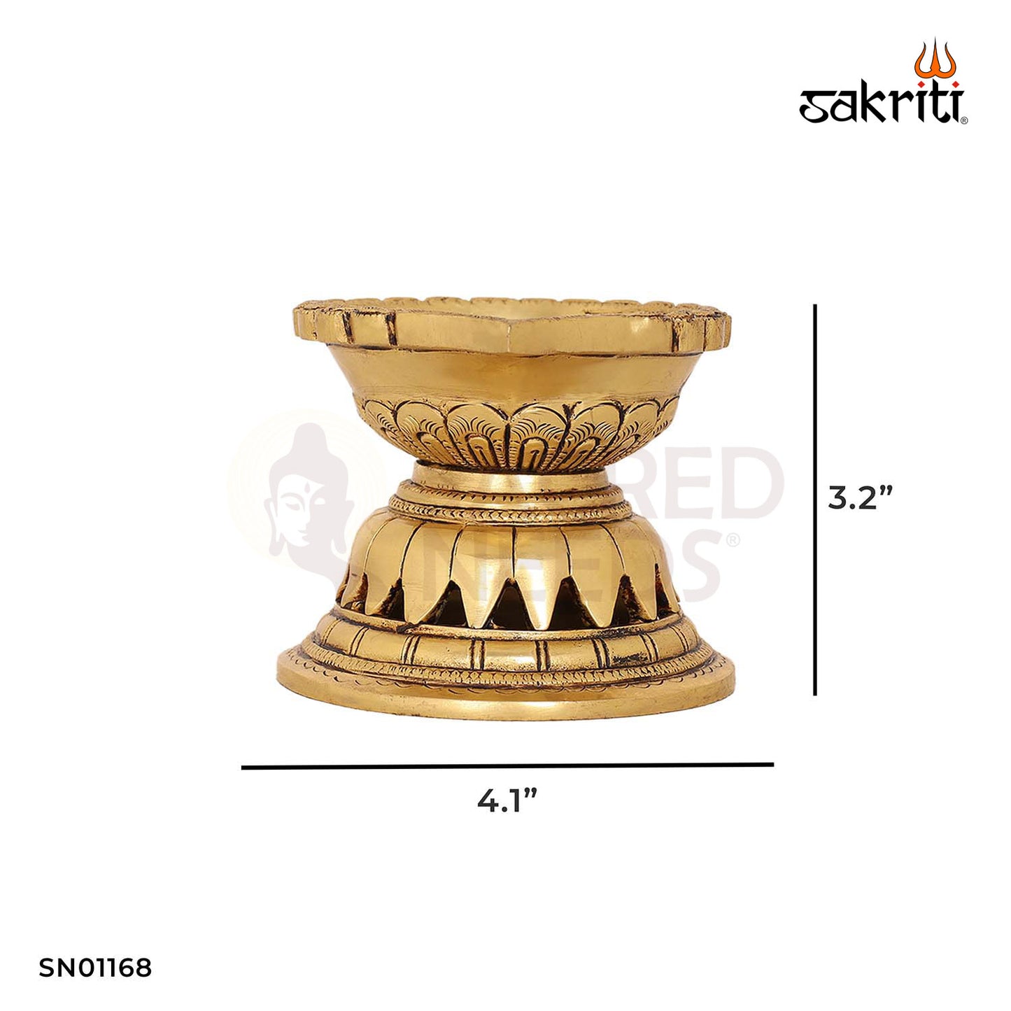 Brass Antique Vilakku – 3.2 Inch Classic Brass Oil Lamp for Traditional Lighting