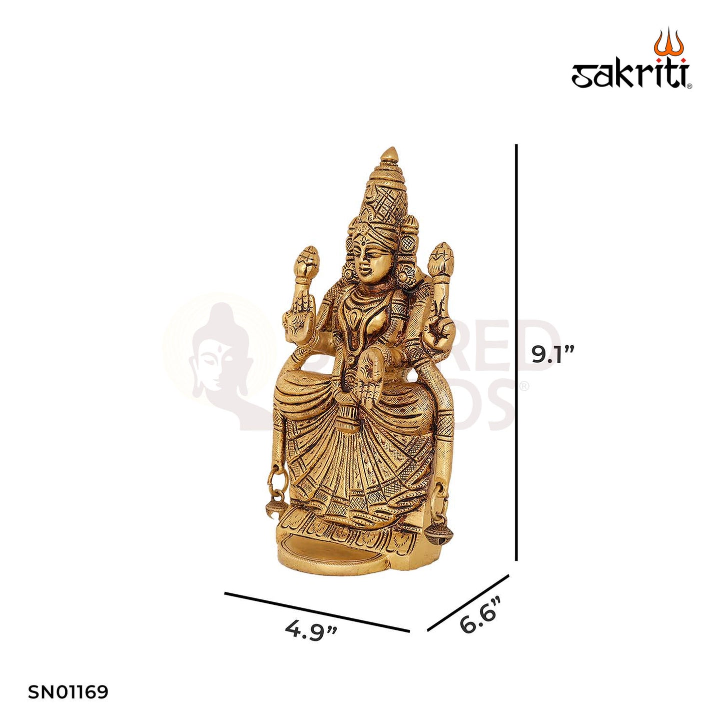 Brass Padmavathi Thayyar Idol – 9.1 Inch South Indian Goddess for Home Pooja