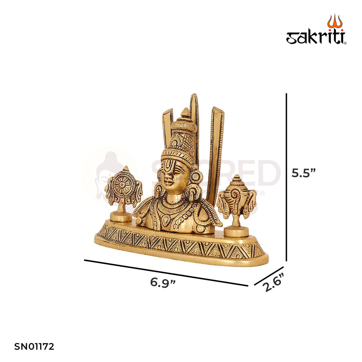Brass Balaji Head – 5.5 Inch Venkateswara Face Idol for Pooja