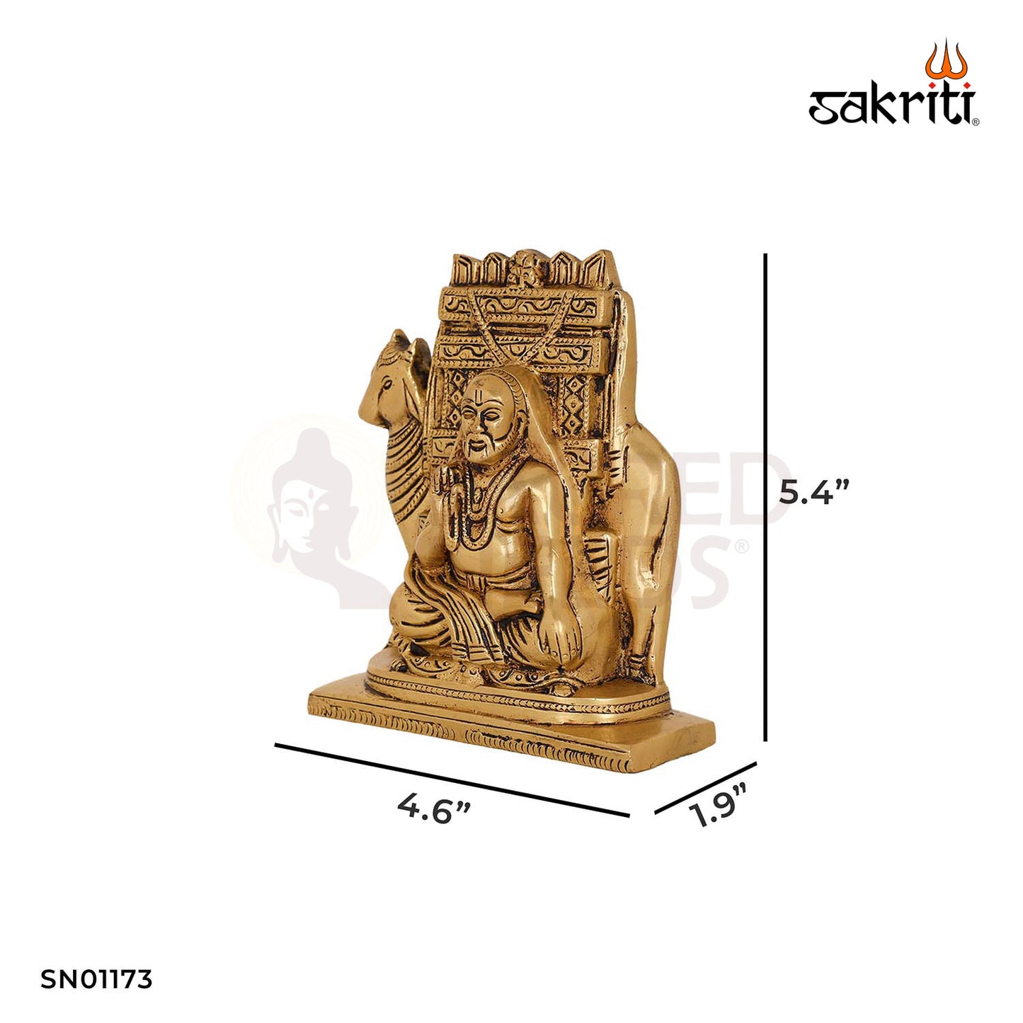 Brass Raghavendra – 5.4 Inch Saint Idol for Devotional Altar