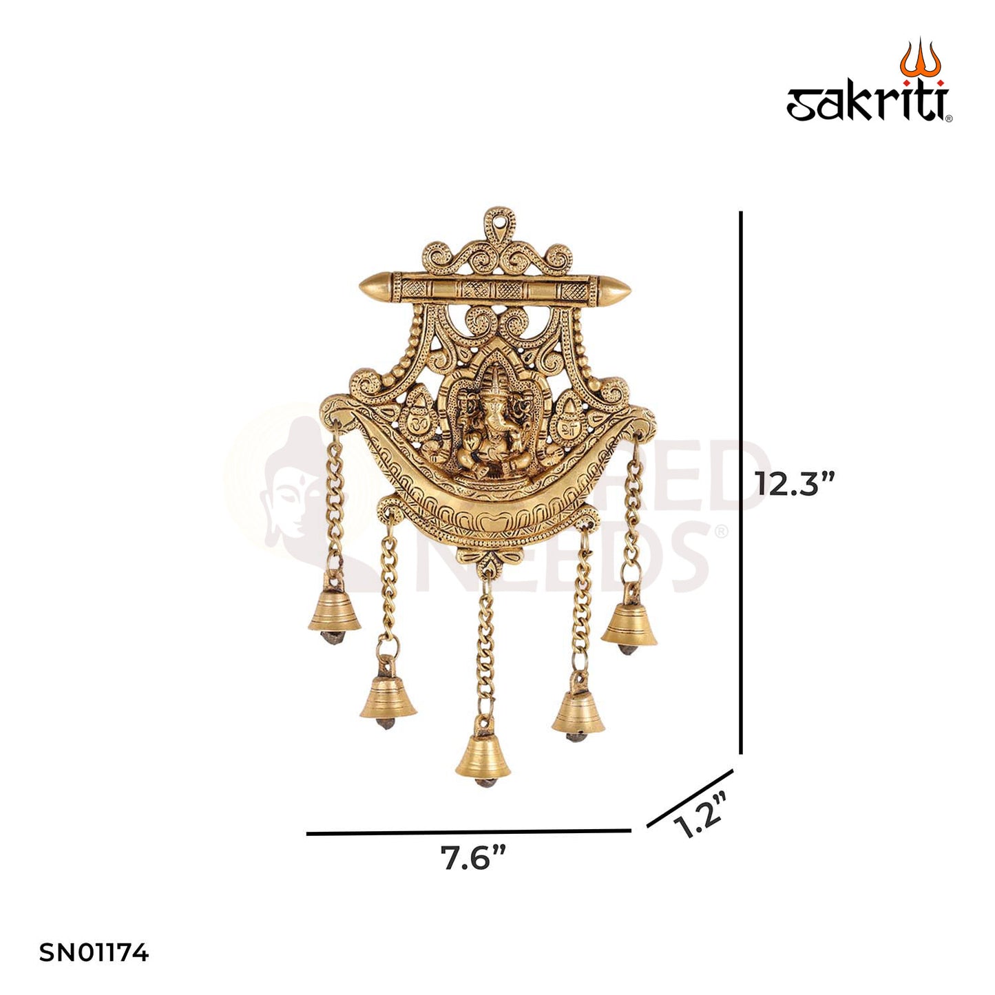 Ganesha Wall Mounted with Plate – 12.3 Inch Vinayaka Brass Wall Hanging