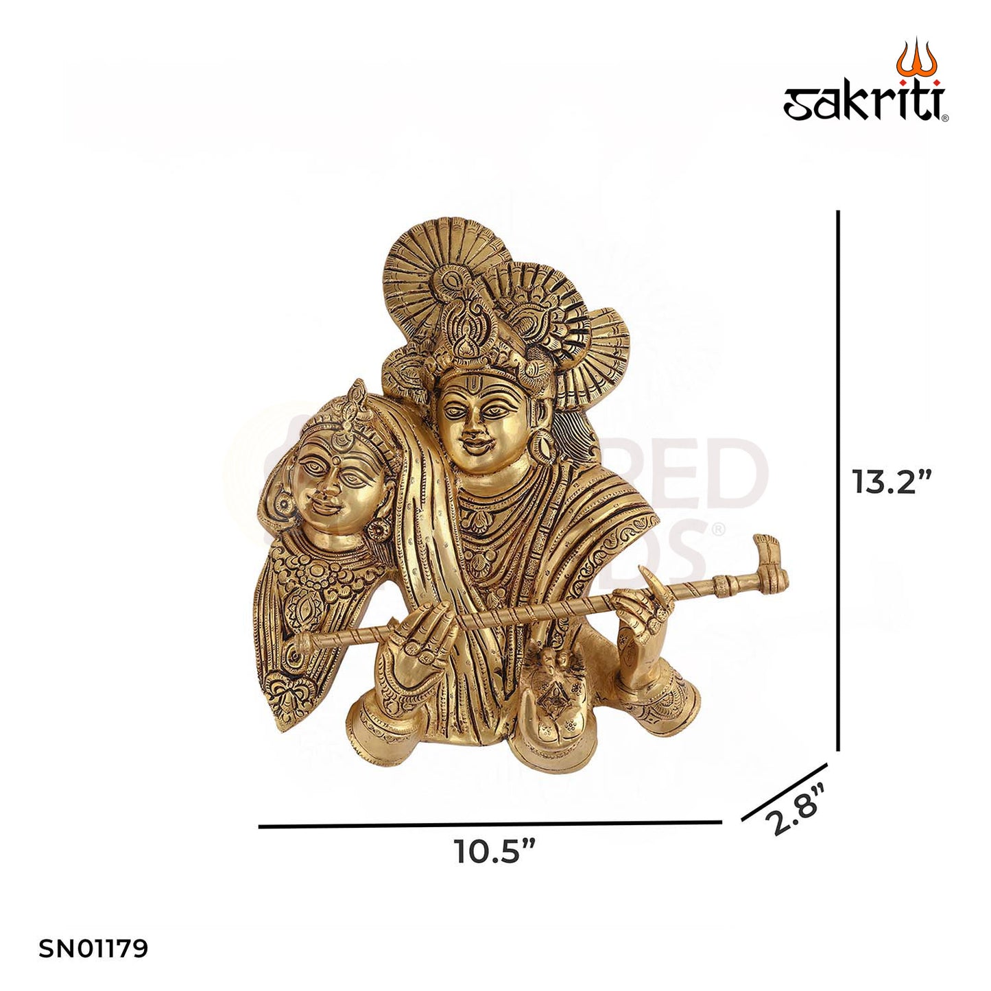 Brass Radha Krishna Wall Mounted – 13.2 Inch Radha Krishna Brass Wall Plate