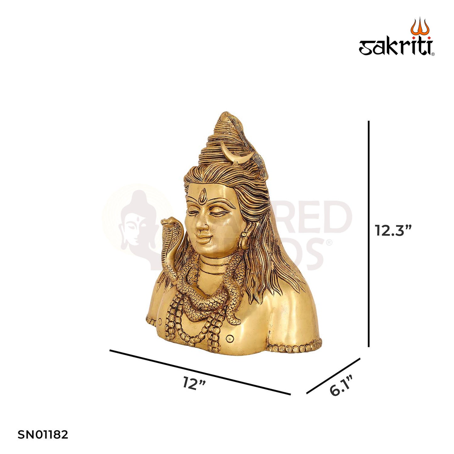 Brass Shivan Idol – 12.3 Inch Shiva Statue with Trishul for Home or Office
