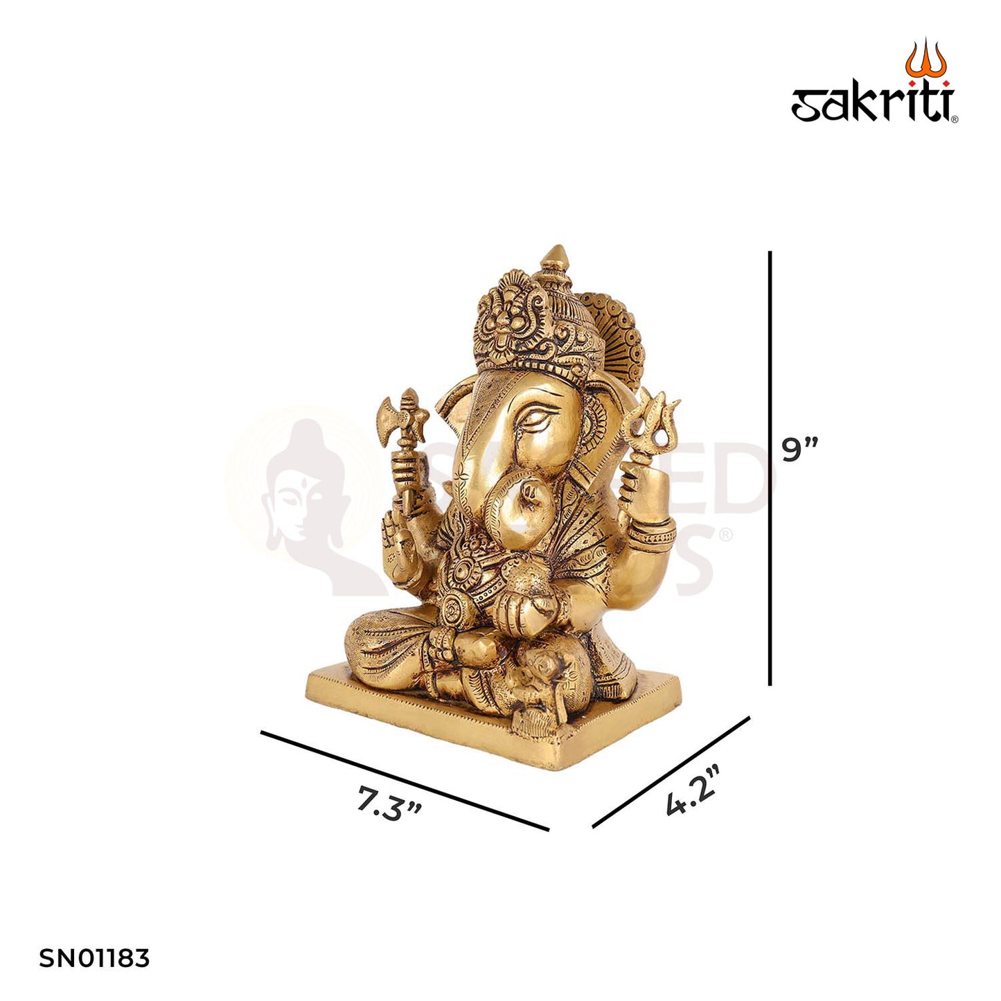 Brass Ganesha Idol – 9 Inch Auspicious Vinayaka Figurine for Gifting or Pooja