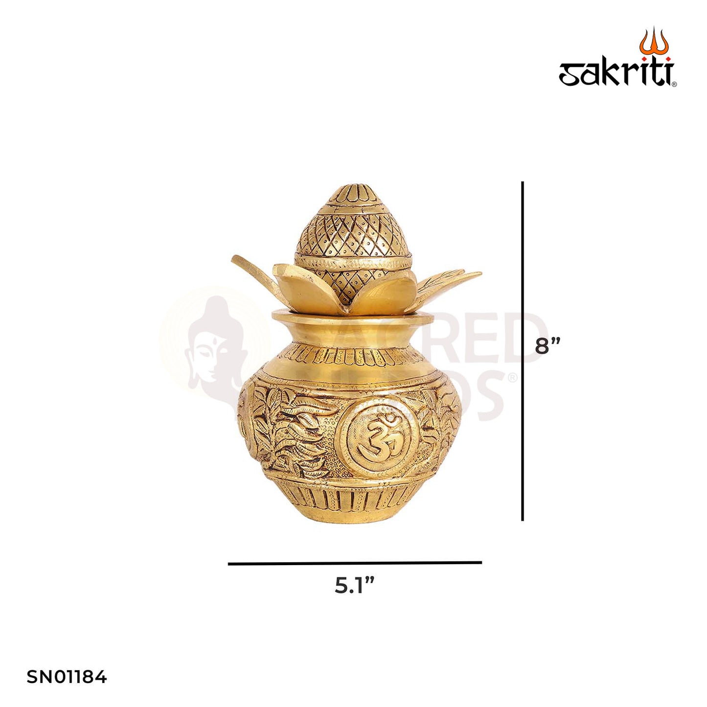 Brass Kalash – 8 Inch Traditional Water Pot for Ritual Use