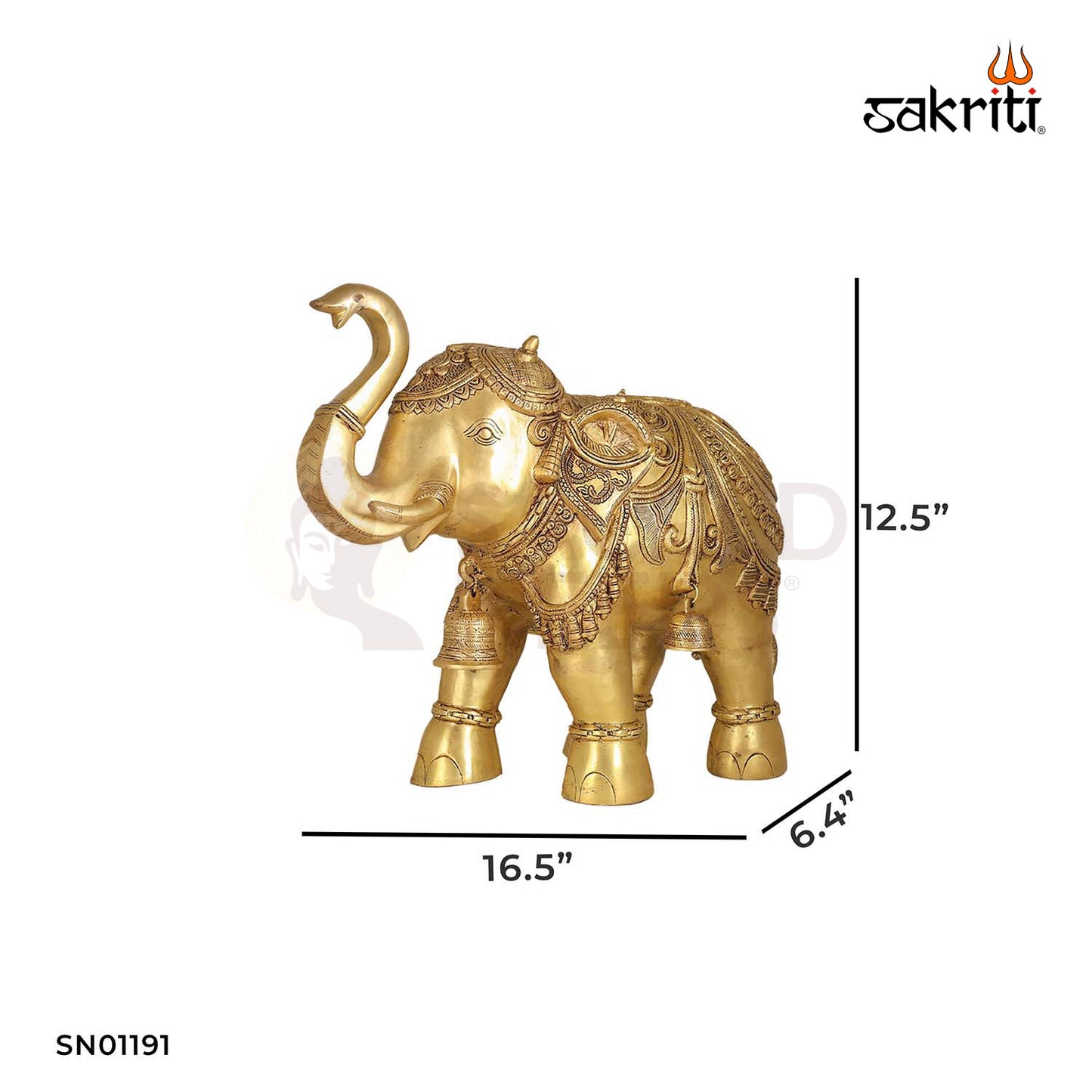 Brass Elephant – 12.5 Inch Handcrafted Animal Decor Statue for Auspicious Vibes