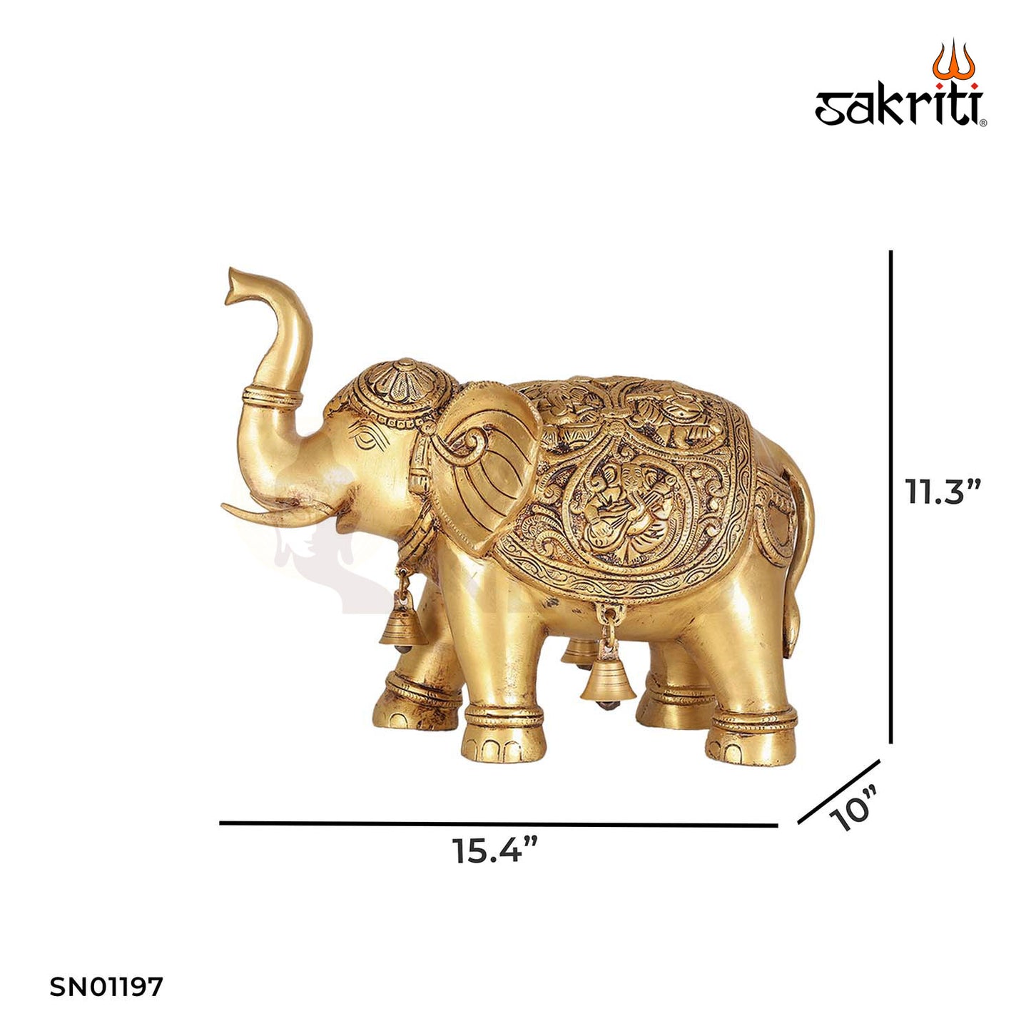 Brass Elephant – 11.3 Inch Majestic Elephant Figurine for Decor or Gifting