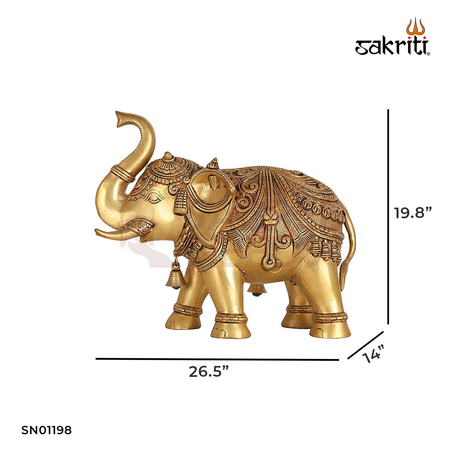 Brass Elephant – 19.8 Inch Decorative Sculpture of Elephant for Pooja or Home Decor