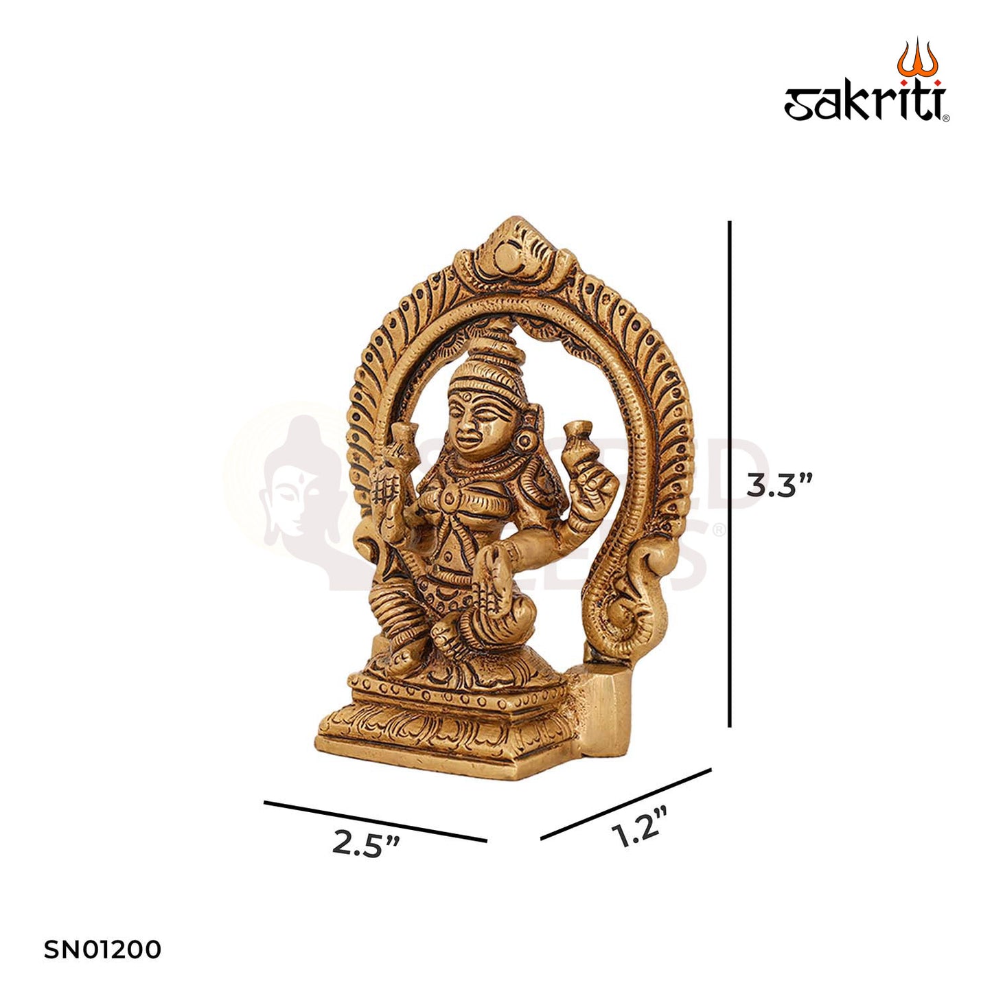 Brass Lakshmi with Arch – 3.3 Inch Prosperity Goddess Idol with Traditional Frame