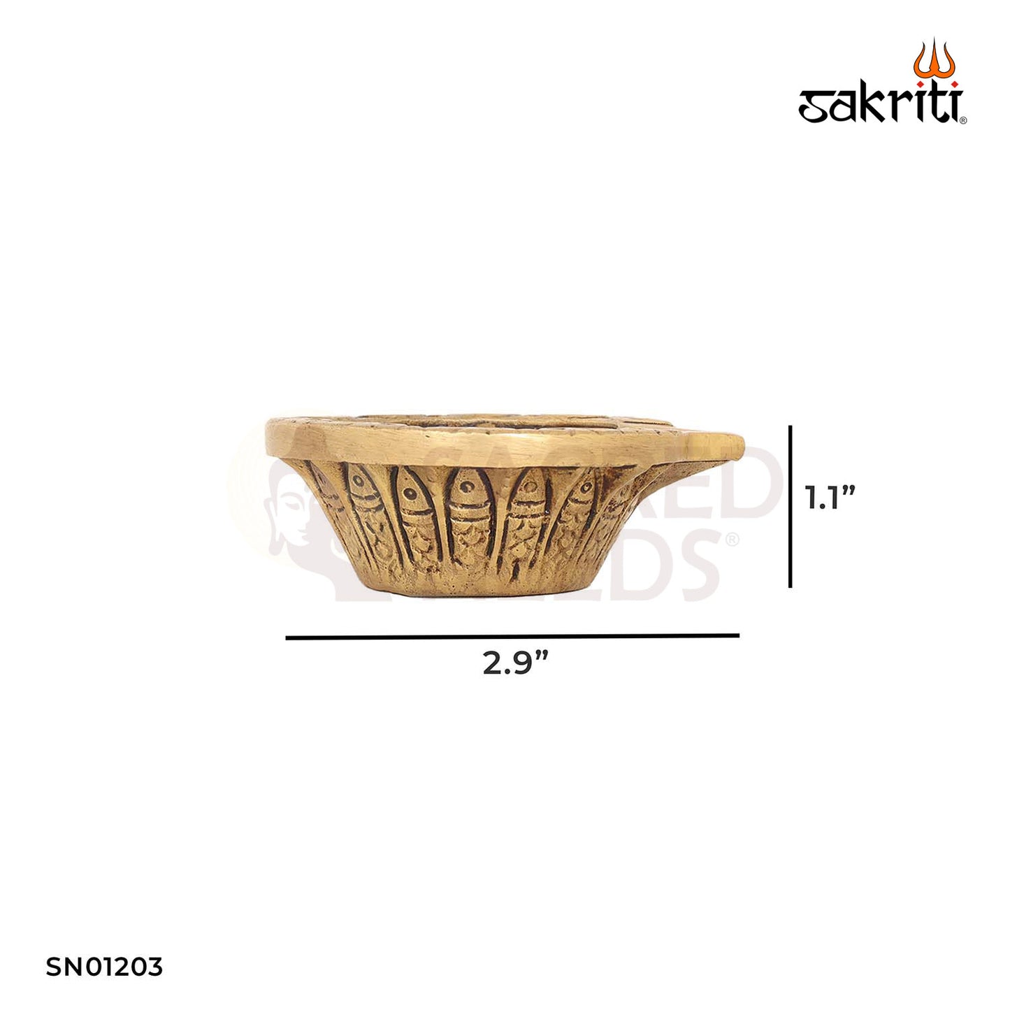 Brass Leaf Swasti Deepam – 1.1 Inch Oil Lamp with Swastik Design on Leaf
