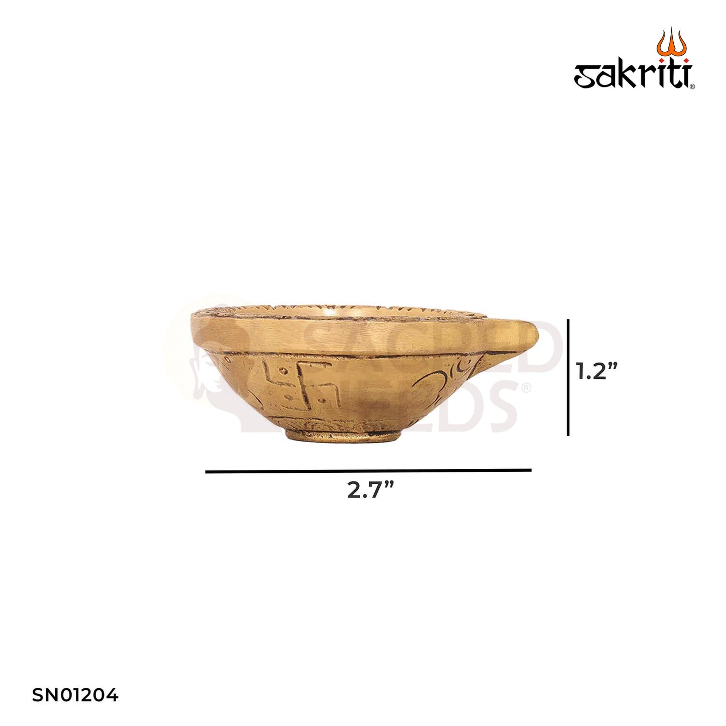 Brass Swasti Deepam – 1.2 Inch Small Traditional Oil Lamp with Swastik Motif