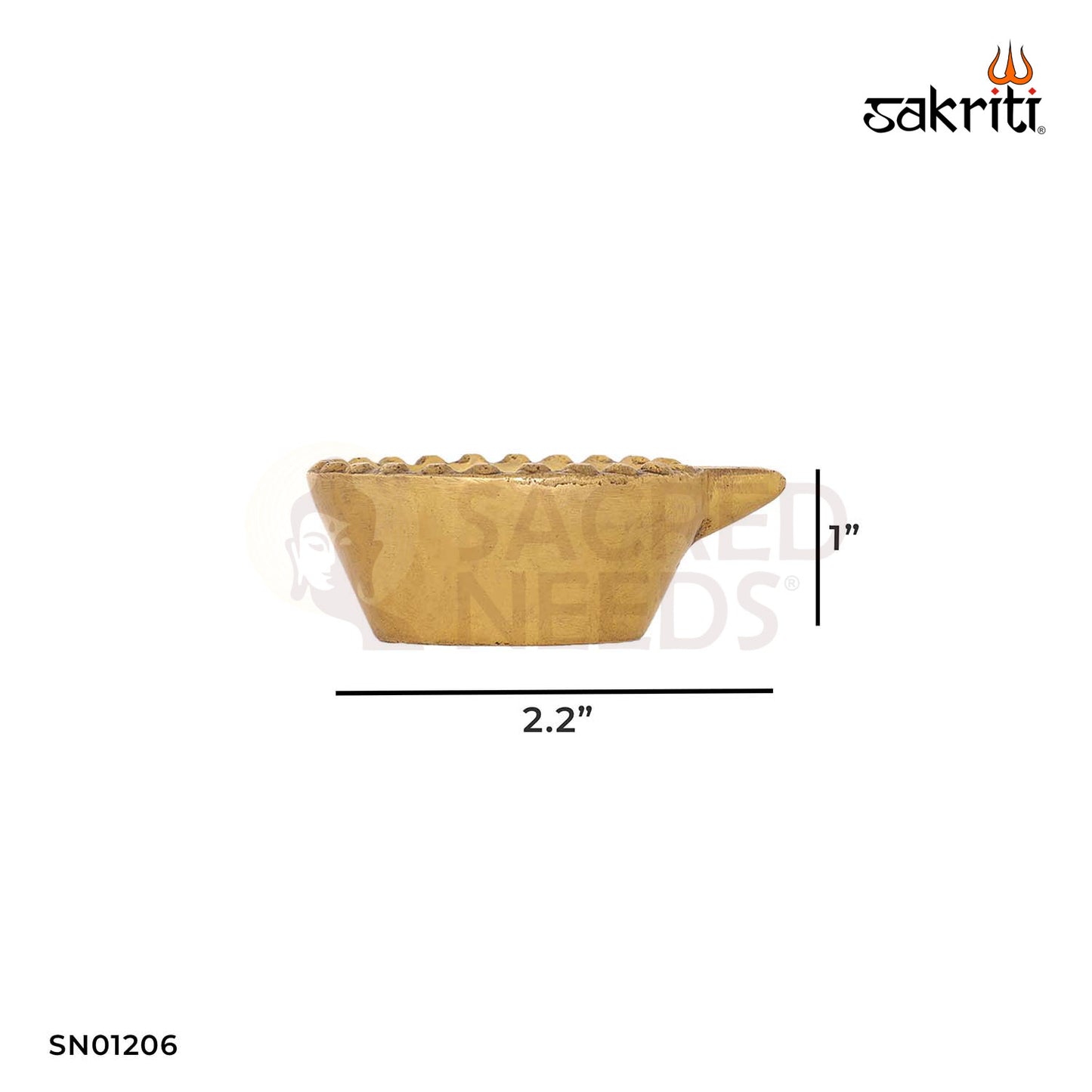 Brass Dotted Swasti Deepam – 1 Inch Brass Diya with Swastik and Dotted Design