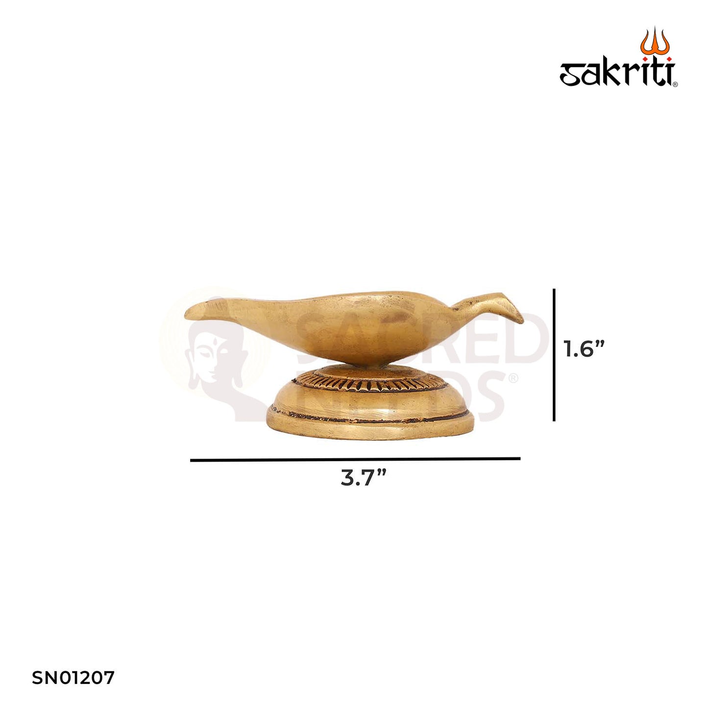 Brass Leaf Lamp with Stand – 1.6 Inch Elegant Deepam with Base Stand