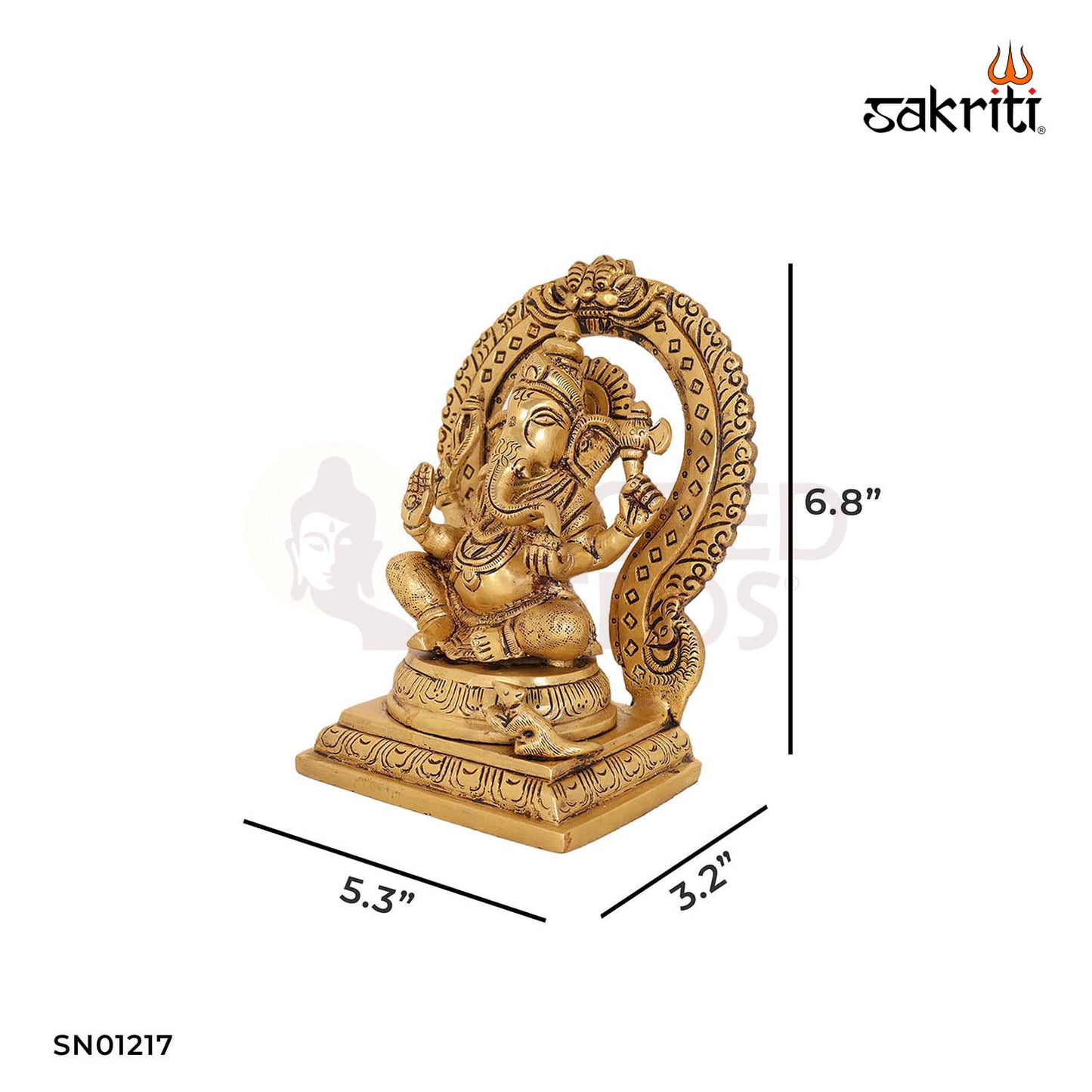 Brass Ganesha with Arch – 6.8 Inch Small Ganesha Idol with Ornamental Arch