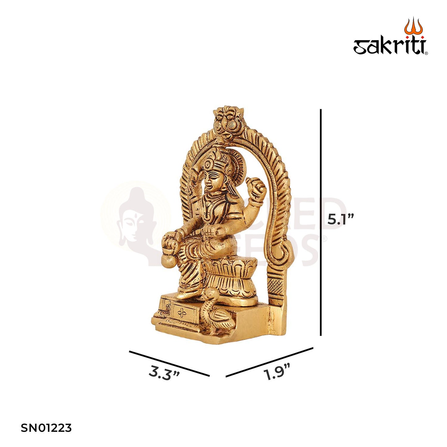 Brass Gayathri Idol – 5.1 Inch Goddess with Five Faces and Multiple Arms