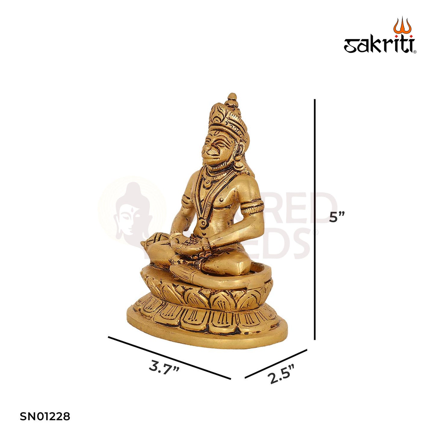 Brass Hanuman – 4.9 Inch Lord Bajrangbali Idol for Strength and Devotion