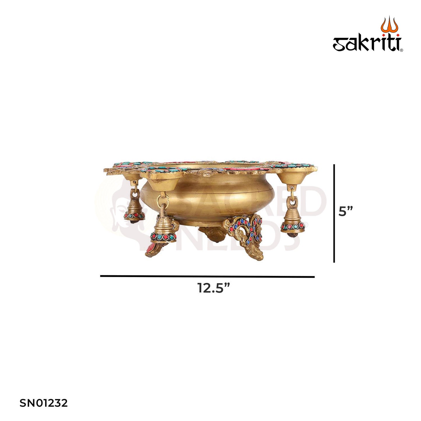 Brass Antique Peacock Urli with Lamp – 12.5 Inch Length | Traditional Decorative Bowl for Pooja, Diyas & Home Décor
