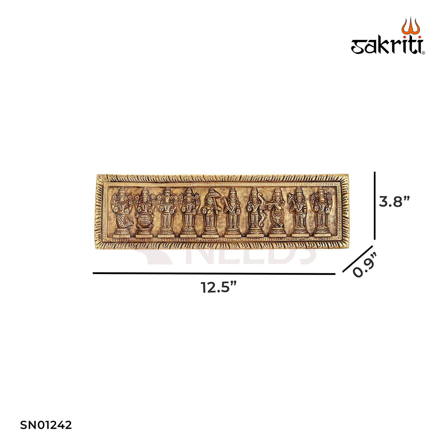 Brass Dasavatharam Mounted Plate – 3.8 Inch Decorative Wall Plate of Vishnu’s Avatars