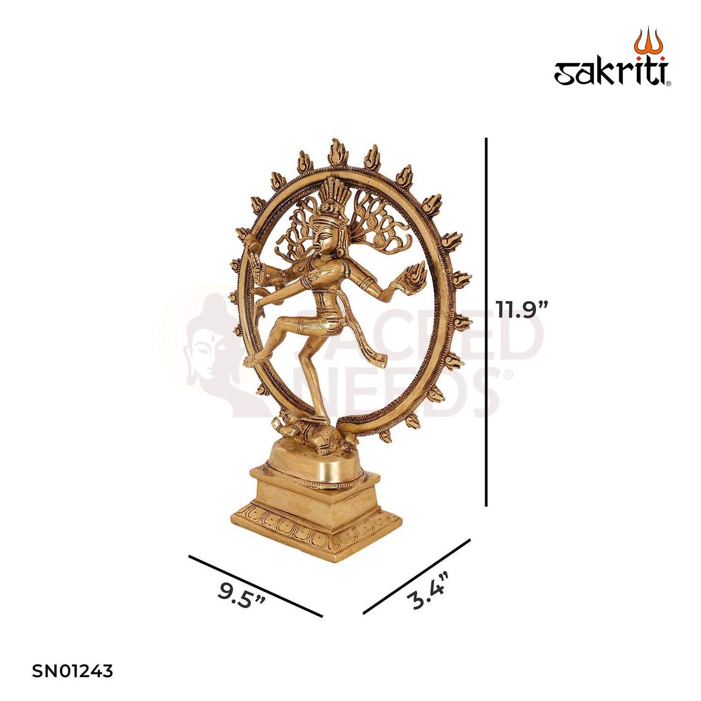 Brass Natrajar – 11.9 Inch Dancing Shiva Statue (Nataraja) for Energy & Art Spaces