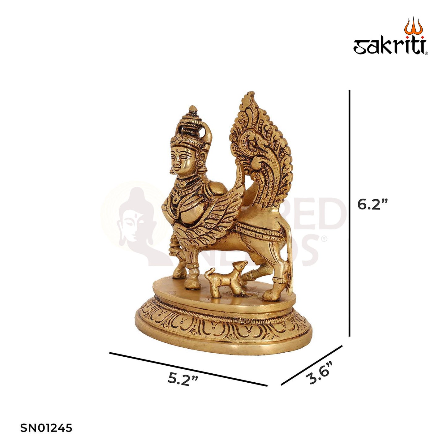 Brass Kamadhenu – 6.2 Inch Cow with Calf Idol for Abundance and Devotion