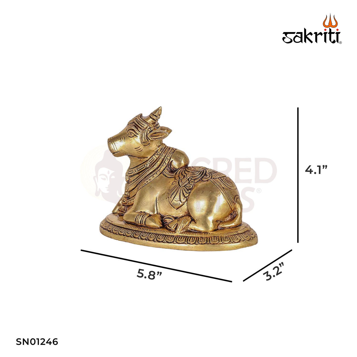 Brass Nandhi – 4.1 Inch Sacred Bull Statue for Shiva Temples and Homes