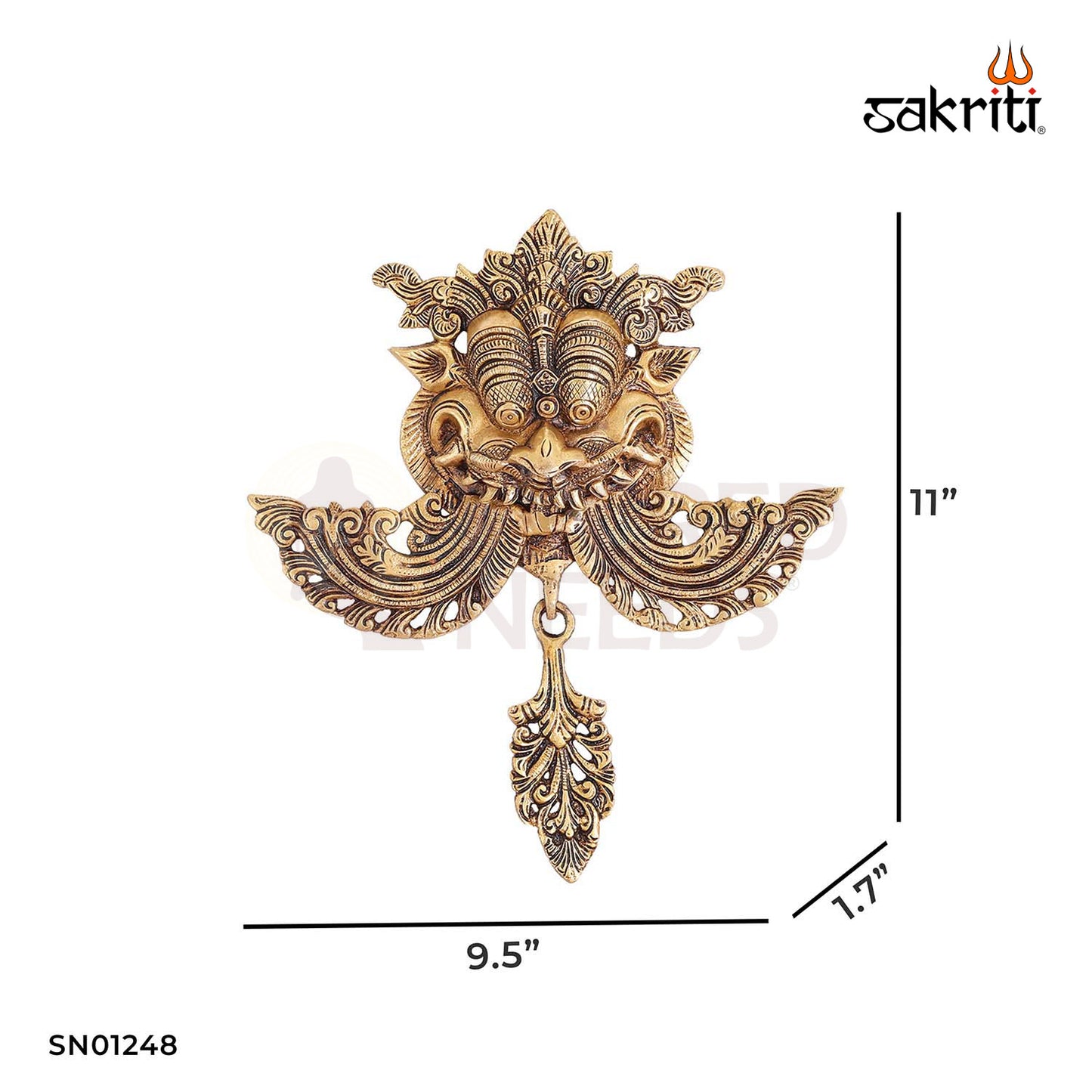 Brass Yali Wall Mounted Sculpture – 11 Inch Height | Traditional Wall Hanging for Pooja Room & Home Decor