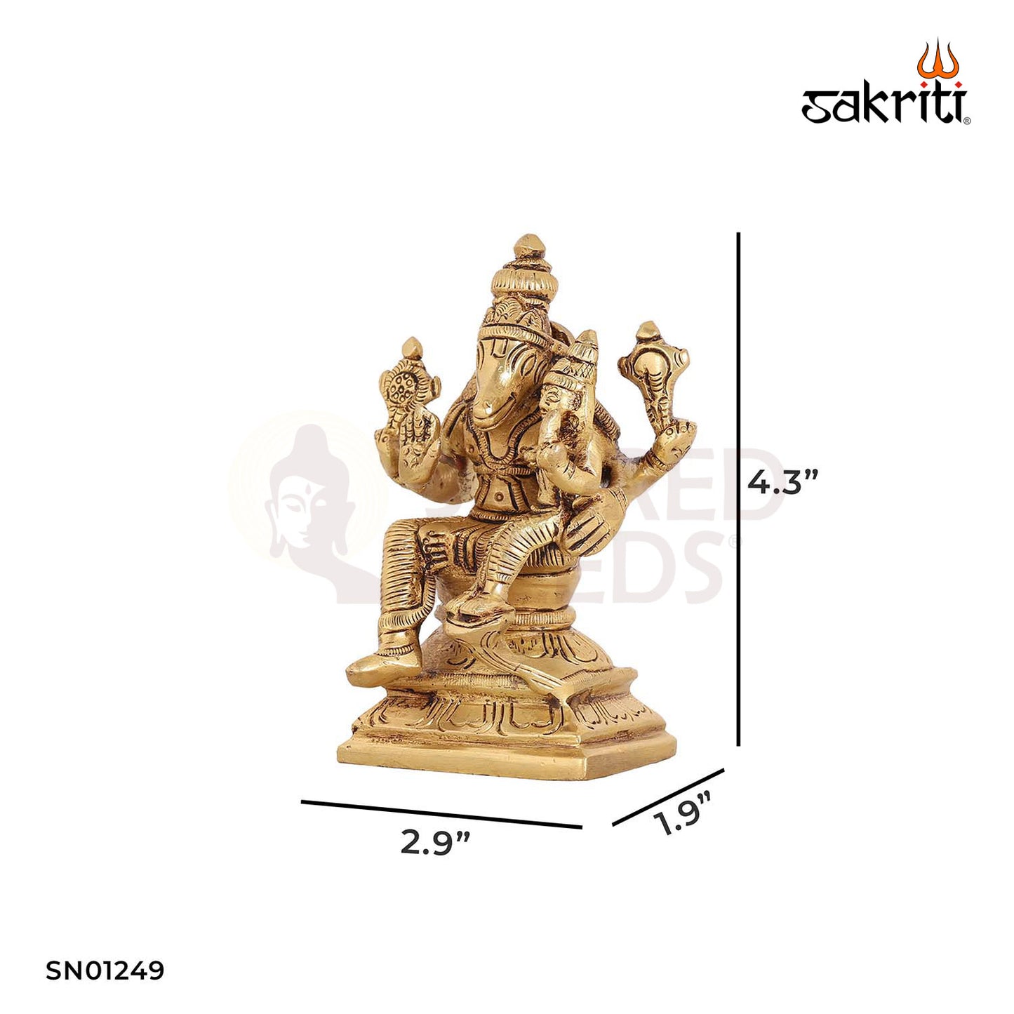 Brass Lakshmi Hayagreeva – 4.3 Inch Wisdom and Wealth Deity Idol for Study and Pooja