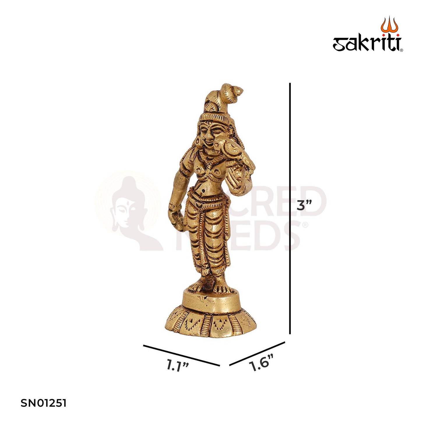 Brass Andal – 3 Inch Devotee Goddess Idol for Vaishnavite Pooja Spaces