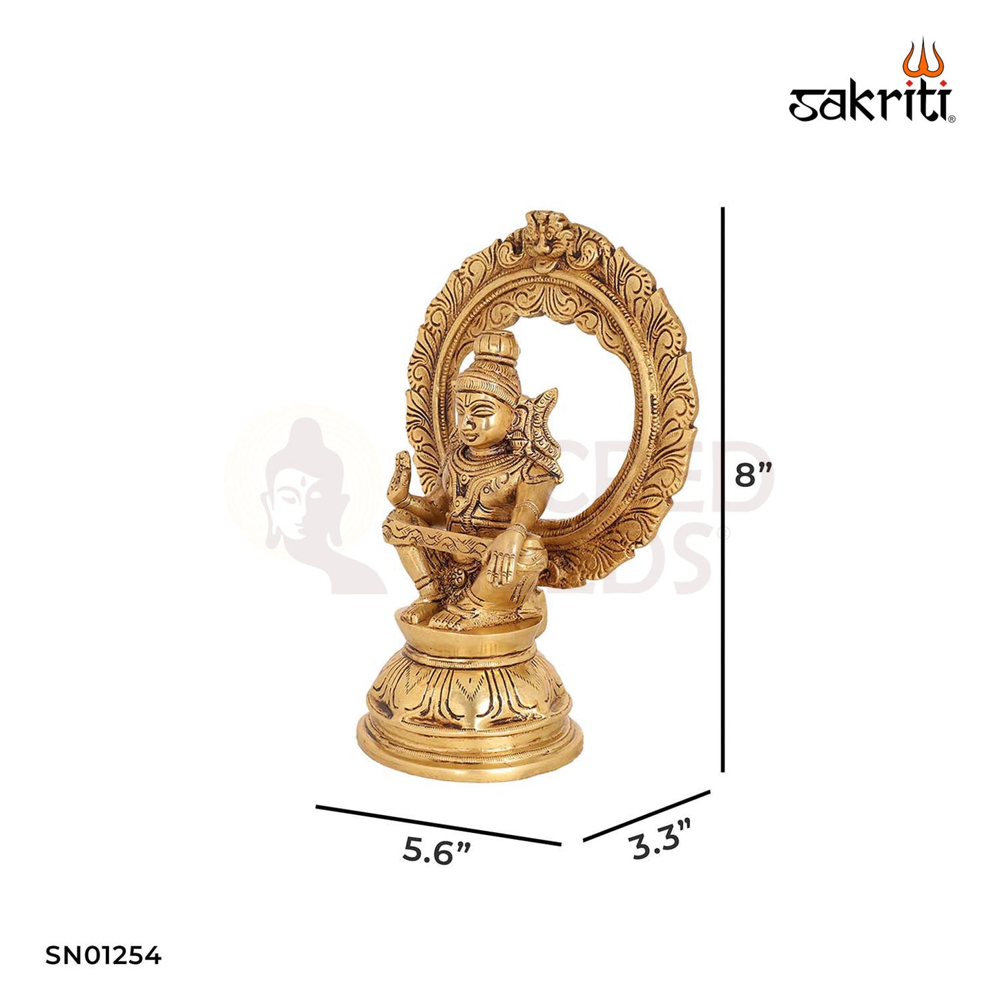 Brass Ayyapa – 8 Inch Lord Ayyappan Statue for Mandir Decor