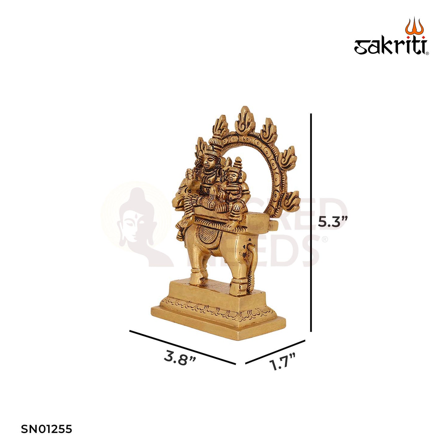 Brass Shivan Parvathi with Nandhi – 5.3 Inch Divine Family Idol in Brass