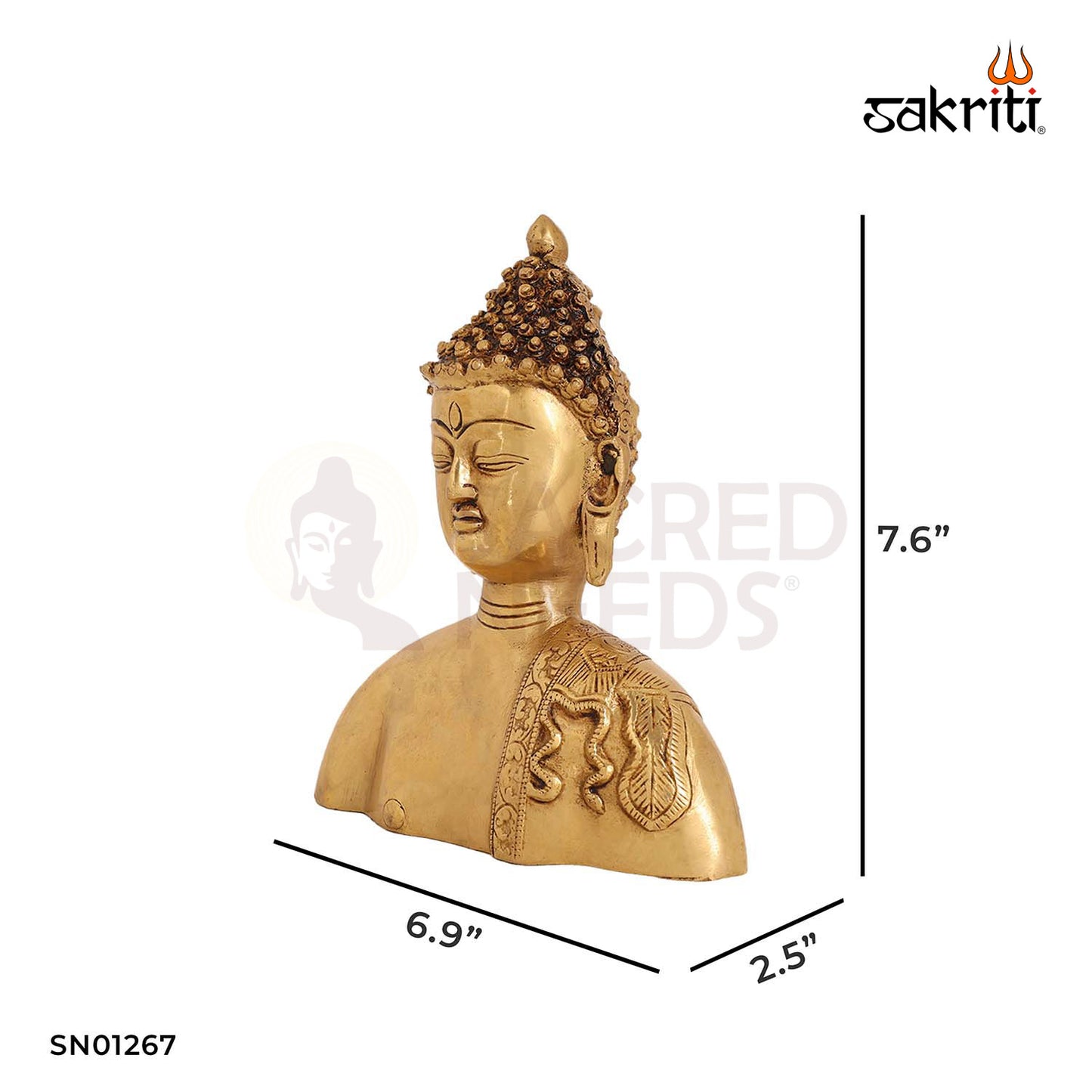 Brass Buddha Head – 7.6 Inch Enlightenment Symbol for Zen and Spiritual Corners