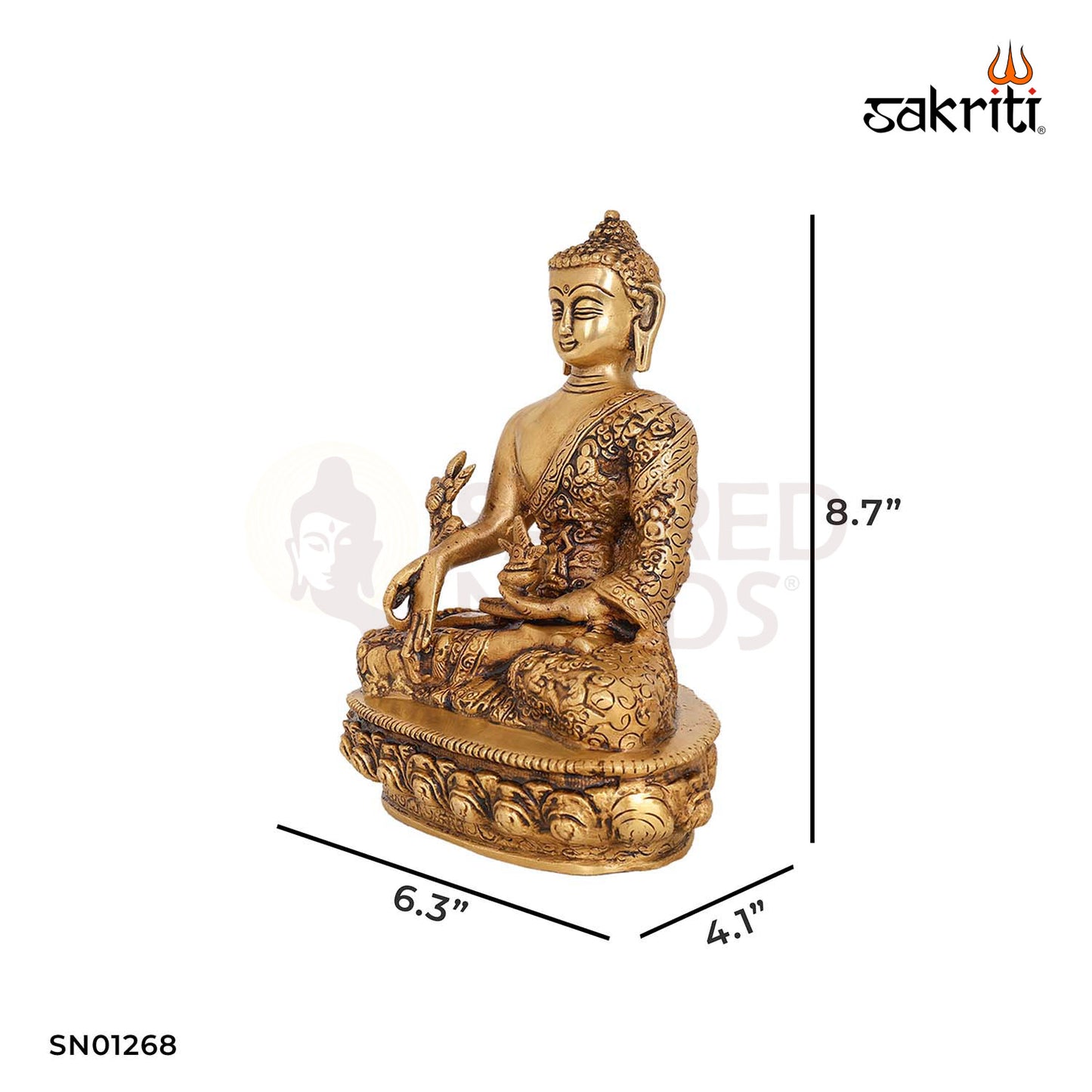 Brass Buddha with Base – 8.7 Inch Seated Buddha Idol for Calm and Serenity