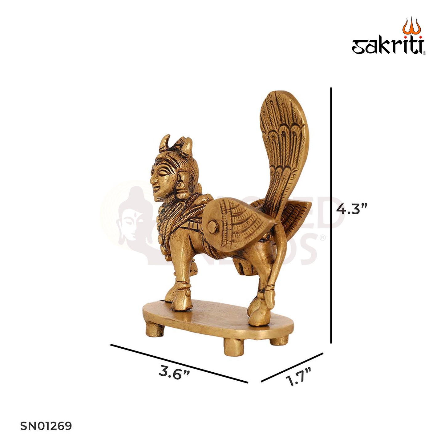 Brass Kamadhenu – 4.3 Inch Cow with Calf Idol for Devotional Use