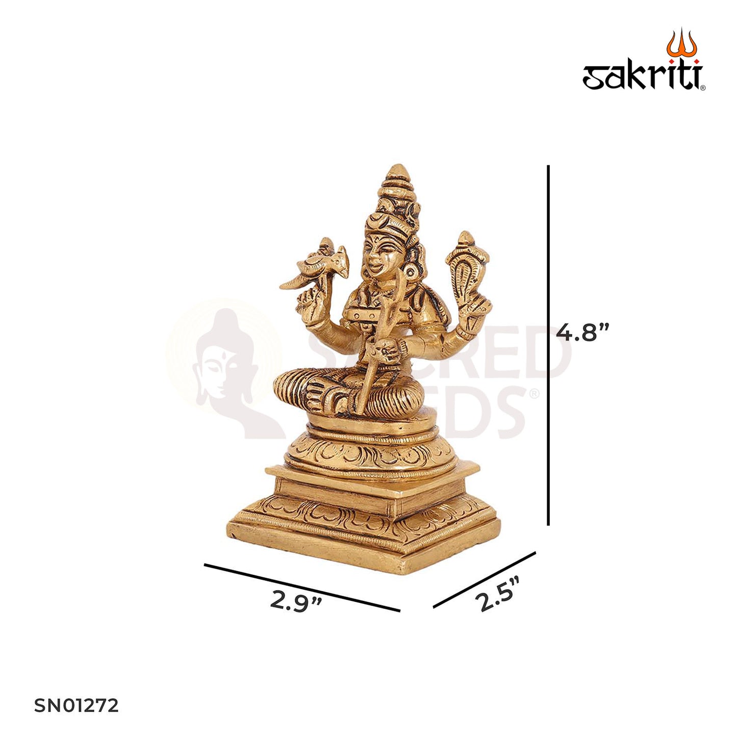 Brass Kamakshi Amman – 4.8 Inch Goddess Idol for Shakti Pooja