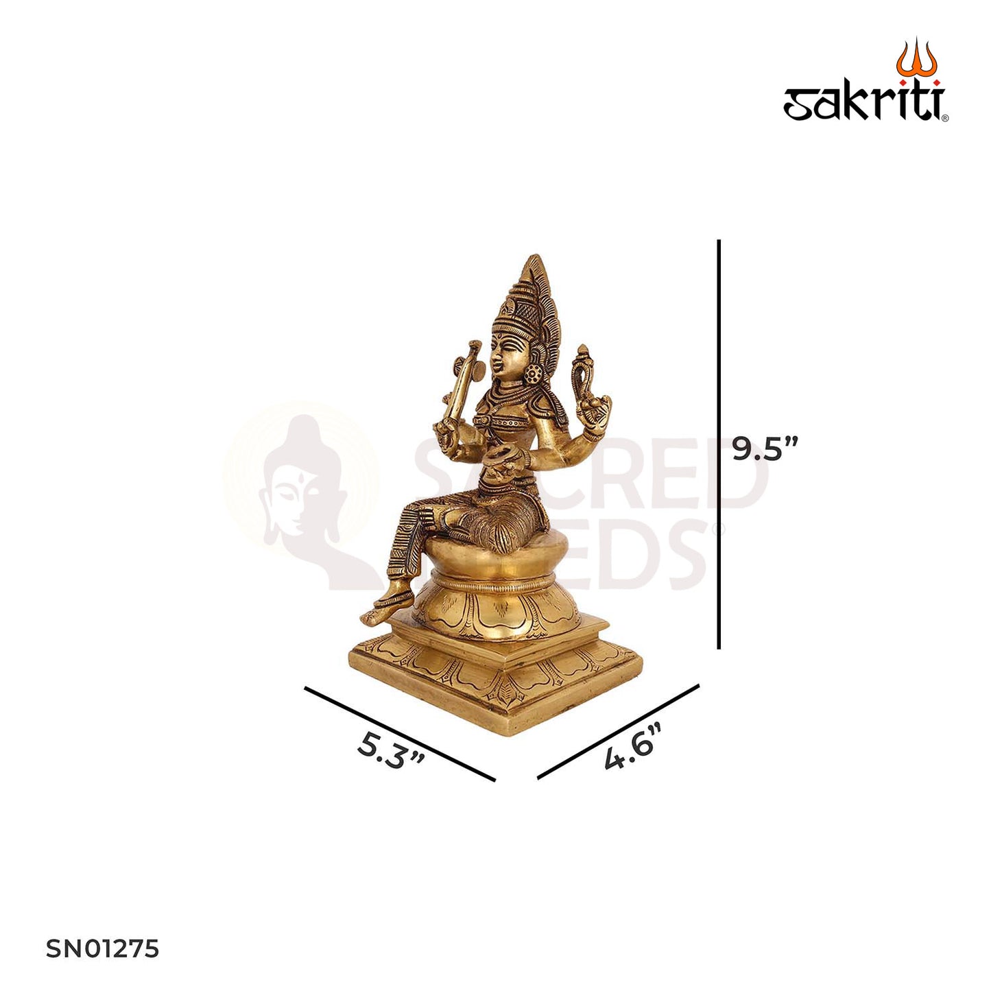Brass Mari Amman – 9.5 Inch Protective Goddess Idol for Homes and Temples