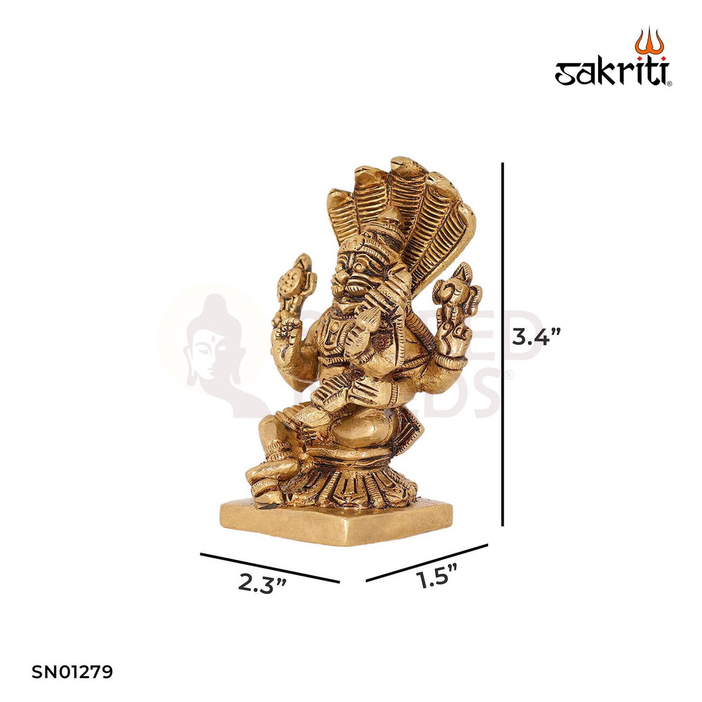 Brass Naga Narsimha Lakshmi – 3.4 Inch Vishnu Avatar with Snake and Lakshmi