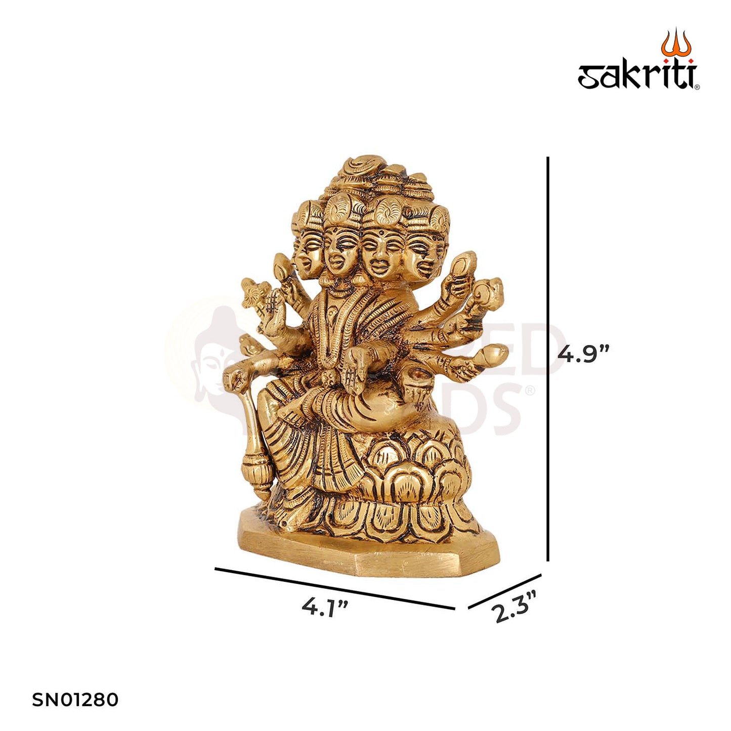 Brass Gayathri – 4.9 Inch Multi-Faced Goddess Idol for Powerful Pooja