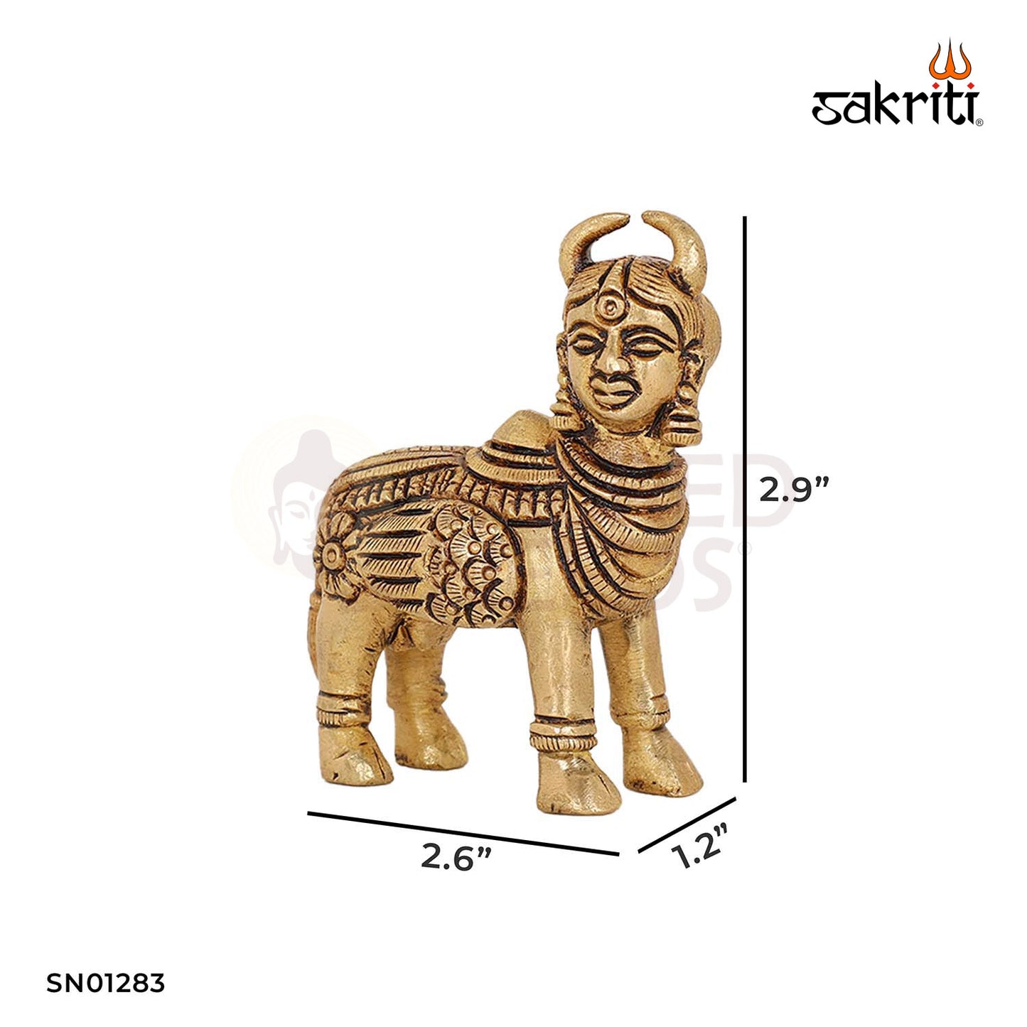 Brass Kamadhenu – 2.9 Inch Small Cow with Calf Idol for Puja