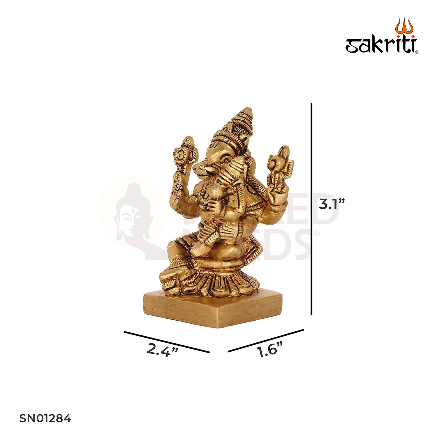 Brass Lakshmi Hayagreeva – 3.1 Inch Wisdom and Wealth Deity Idol