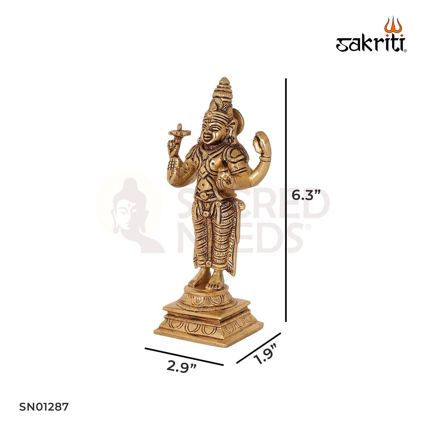 Brass Dhanvantri – 6.3 Inch God of Medicine Idol for Health Altars
