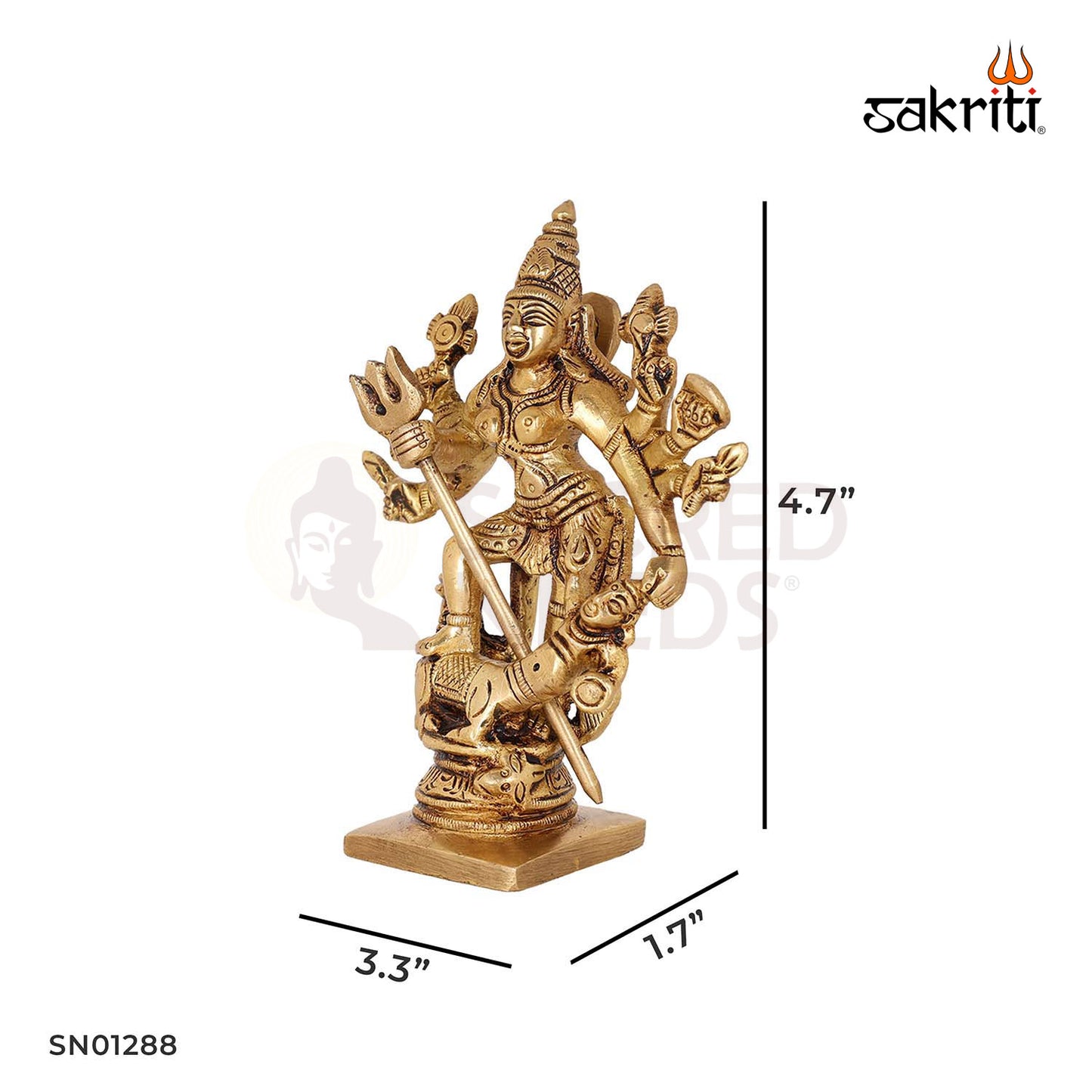 Brass Mahishasura Vardini – 4.7 Inch Durga Idol Slaying Demon