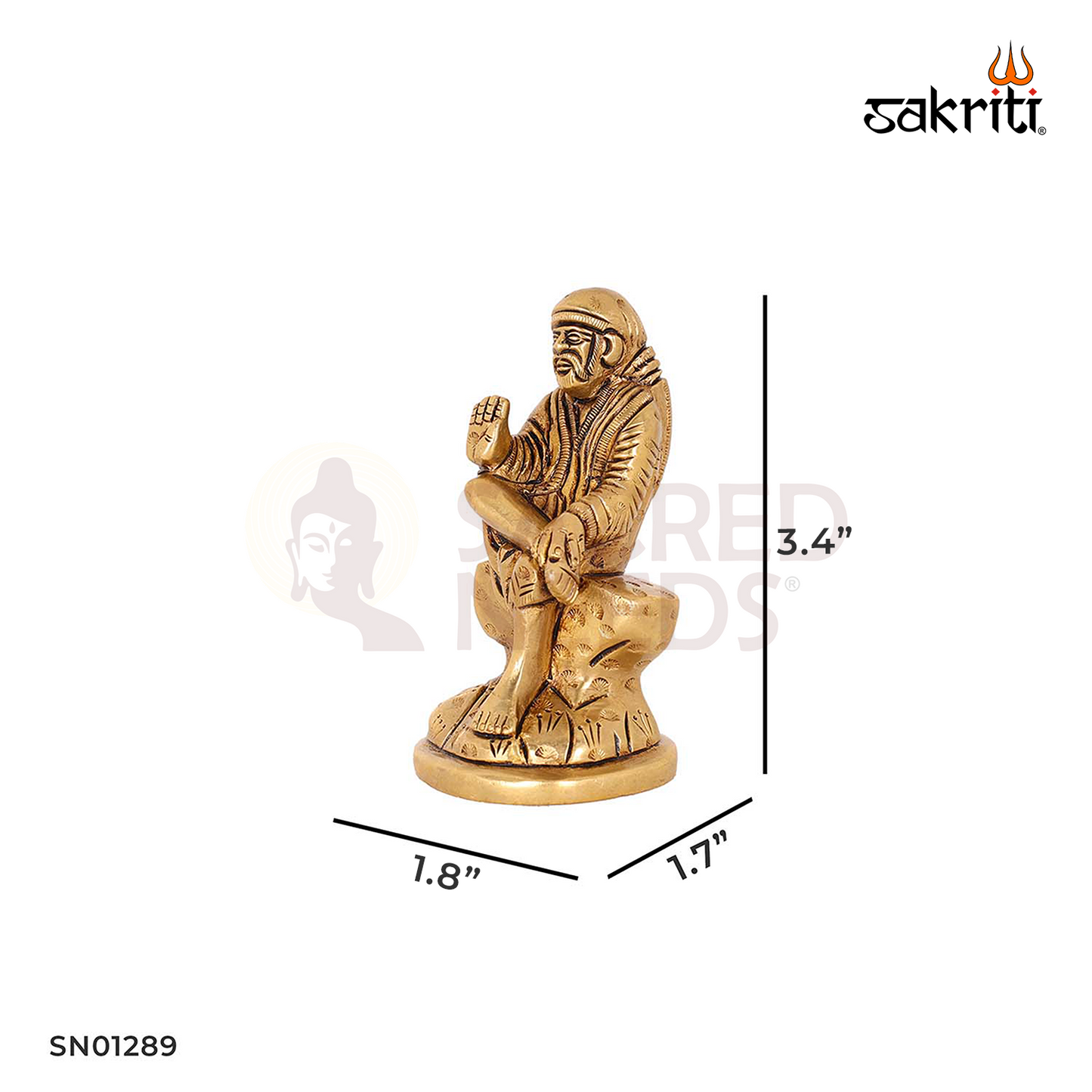 Brass Sai Baba – 3.4 Inch Idol of Shirdi Sai for Spiritual Blessings