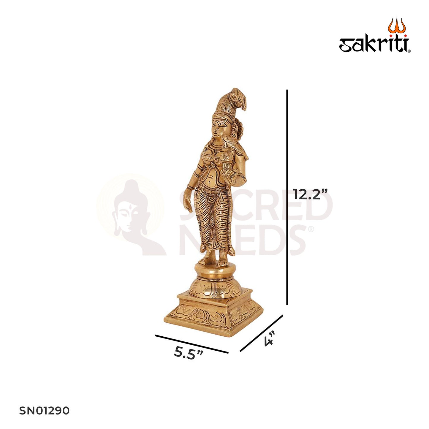 Brass Andal – 12.2 Inch Devotee Saint Idol of Vaishnava Tradition