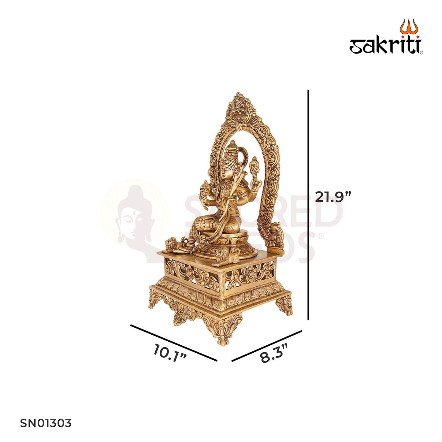 Raja Rajeswari Amman with Arch – 21.9 Inch Divine Goddess Idol with Arch for Prosperity and Power