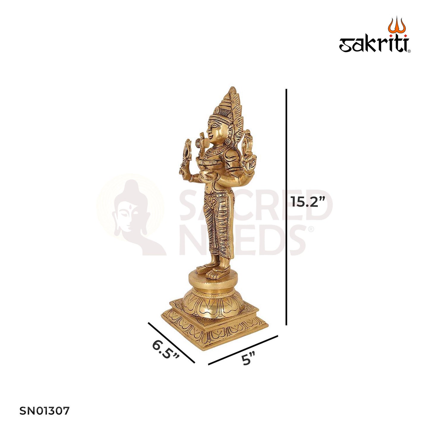 Brass Mari Amman – 15.2 Inch Healing Goddess Idol for Traditional Home Altars