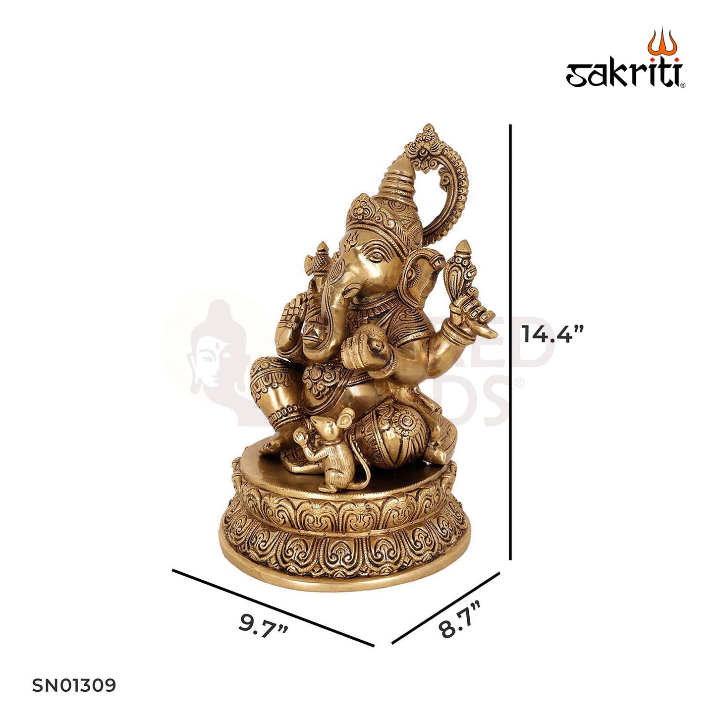 Brass Ganesha – 14.4 Inch Lord Ganapati Idol for Prosperity, Wisdom and Pooja Use